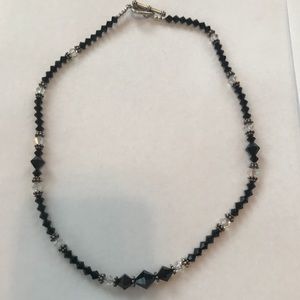 Black and Clear Bead Necklace with Toggle Closure
